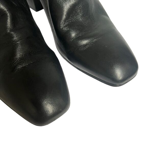 Franco Sarto Black Leather Ankle Boots Size 11 Block Heel Chelsea Boots Slip On - Picture 8 of 14